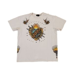 Affliction Black Label Truth‎ Crusade Ivory White Rhinestone Heart T-Shirt XL